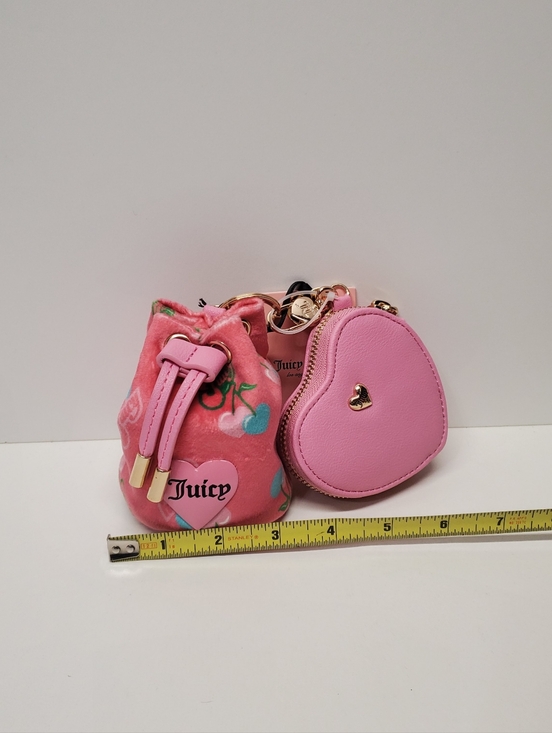 Juicy Couture Retro Juicy Pink Heart Coin Pouch & Cherry Drawstring Micro Bag - Picture 2 of 7